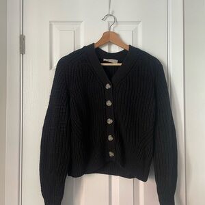 Black Button-Up Women Sweater